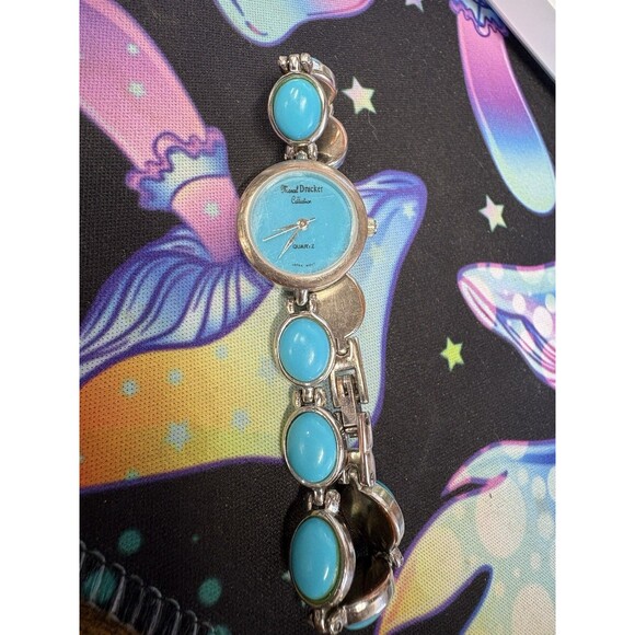 Marcel Drucker Collection Watch Silver Tone Turquoise Band - Picture 2 of 5